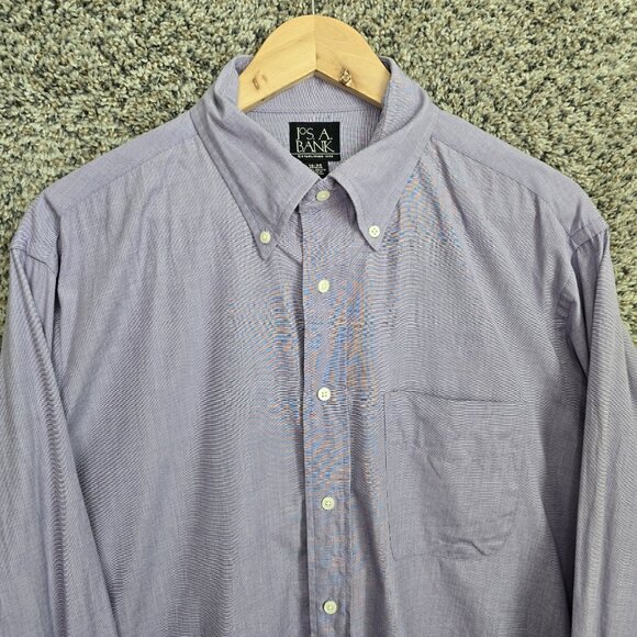Jos A Bank Dress Shirt Mens 16 35 Purple Regular Fit Button Down Cotton Career - Picture 4 of 7
